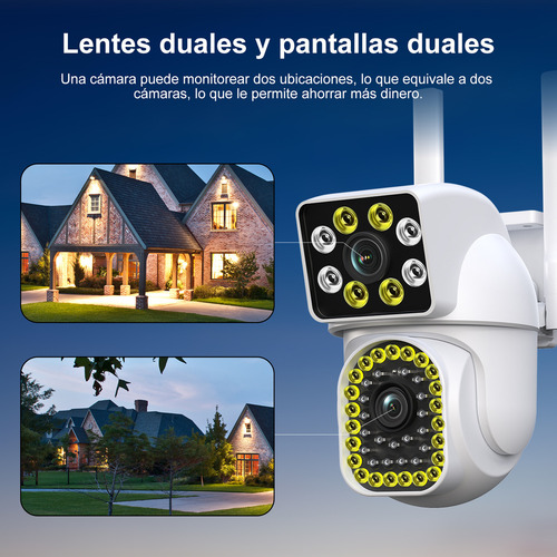 Cámara De Seguridad Wifi Exterior 8mp Alarma Con Doble Lente Cámara De Vigilancia Inalambricas Doble Pantalla Con Led
