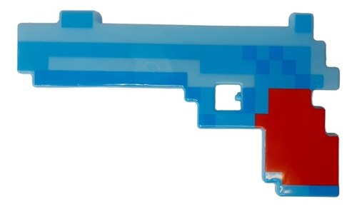 Revolver Arma Pistola Minecraft De Diamante Celeste Con Luz