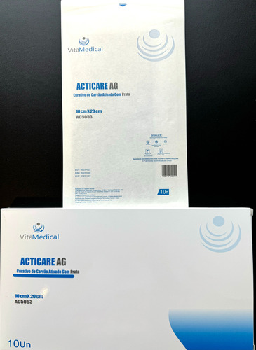 Curativo De Carvão Ativ C/ Prata Acticare Ag 10,5x20 - 5un