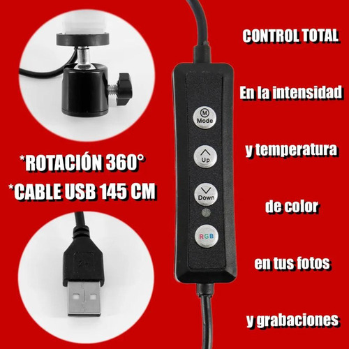 Aro De Luz Led 30cm Con Tripié De Escritorio Soporte Celular Blanco