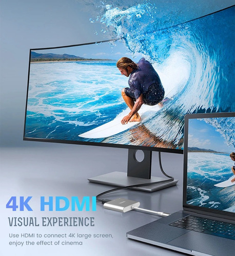 Hub Convertidor 3 En 1 Usb Tipo C A Hdmi 4k Usb 3.0 Usb C