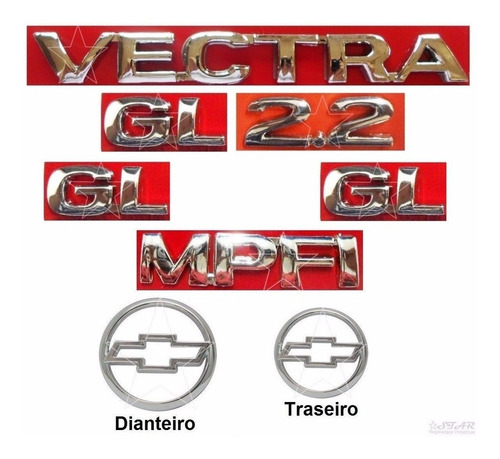 Kit Emblemas Vectra Gl 2.2 Mpfi + Laterais Gl - 97 À 99