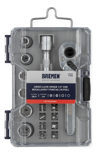 Juego De Llave Crique 1/4 Bocallaves Y Puntas Bremen 7782