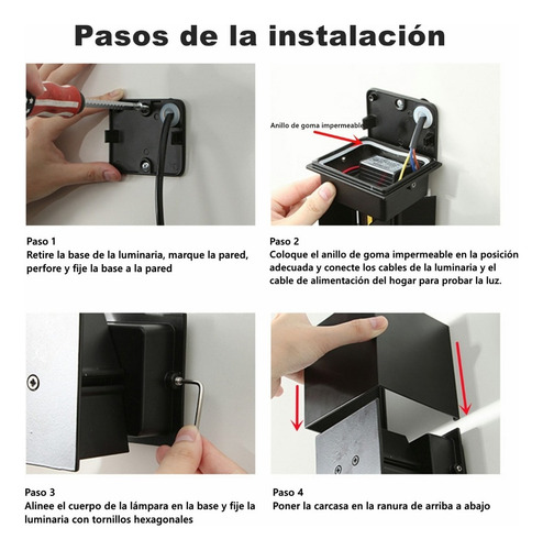 Gosun® Lámpara De Pared Led 12w Impermeable Foco Flotante Estructura Negro - Blanco Cálido