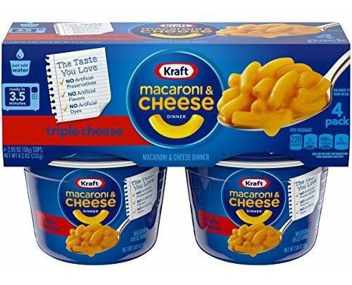 Kraft Macaroni & Cheese Easy Mac Tazas De Queso Triples, 4