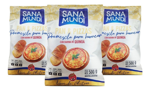 Premezcla Pan Pizza Con Harina De Quinoa Sana Mundi 500g X3