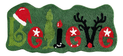 Alfombra Navidad Cita 2 X 4.3  Para Baño Color Verde Rojo