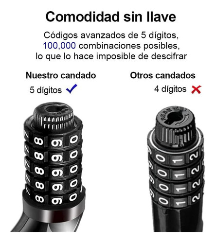 Candado Bicicleta De 1.2 M, Cadena Para Bicicleta Antirrobo