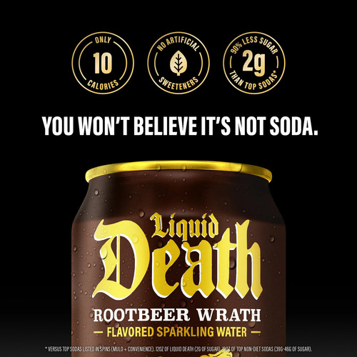 Liquid Death Rootbeer Wrath, 6 Latas De 355 Ml.