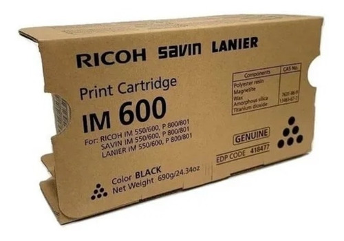 Toner Ricoh 418477 Im500, Im550, Im 600 25,500 Pag. Original