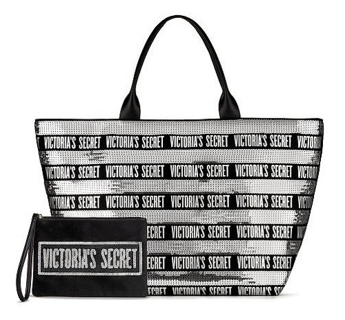  Victoria Secret Tote Bolso Extra Grande Estuche Lentejuelas