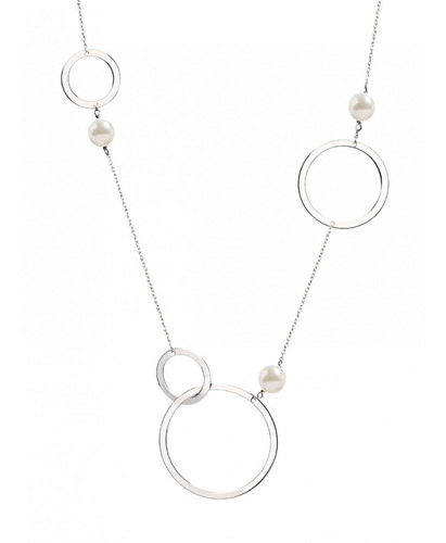 Collar Enchapado En Rodio Y Perlas