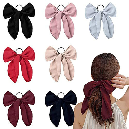 7 Piezas Lindo Bowknot Gasa Bufanda Para El Cabello Scrunchi