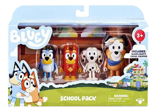 Bluey Set Con 4 Figuras School Pack Original 17366