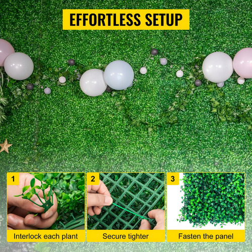 Vevor 6pcs Muro Verde Follaje Artificial Sintético 20x20puLG