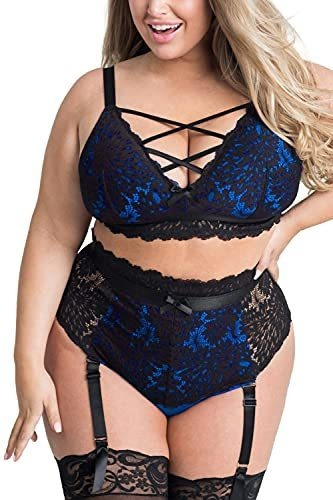 Evelust Plus Talla Lingerie Set Para Mujer, Sexy Luxe Trt9w