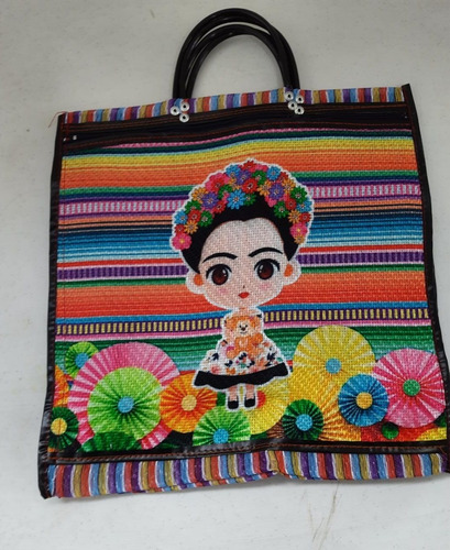Imagen 4 de 6 de Bolsa P/ Mandado Bordada Frida Khalo, Lele Y Virgencita 5 Pz