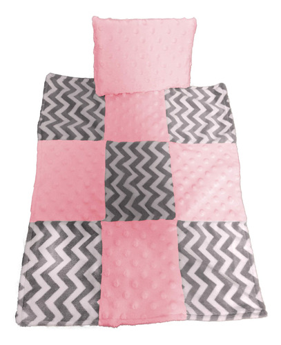 Baby Doll Cuddly Minky Chevron Patch Manta Y Almohada Set Ro