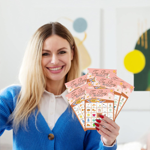 Tarjetas De Bingo De La Fiesta De Té 5x7 (24 Tipos), Favores