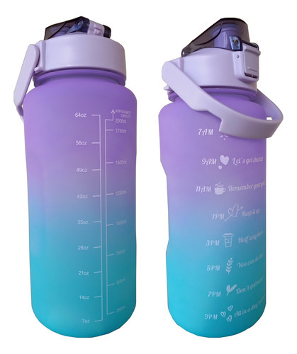 Botella de agua Degrade Motivational Squeeze, 2 litros, Academia Escola