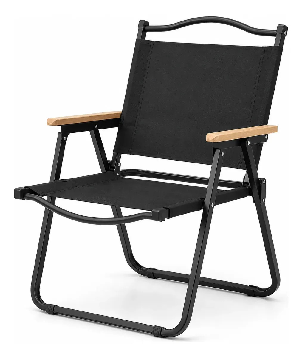 Cadeira De Praia Alumínio Reforçada Dobrável Camping Piscina Leve Suporta 150kg Cor Preto Bogu Store