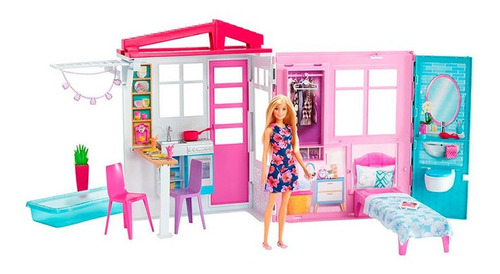 Barbie Casa Glam Amoblada Juego Portatil Muñeca Y Accesorios