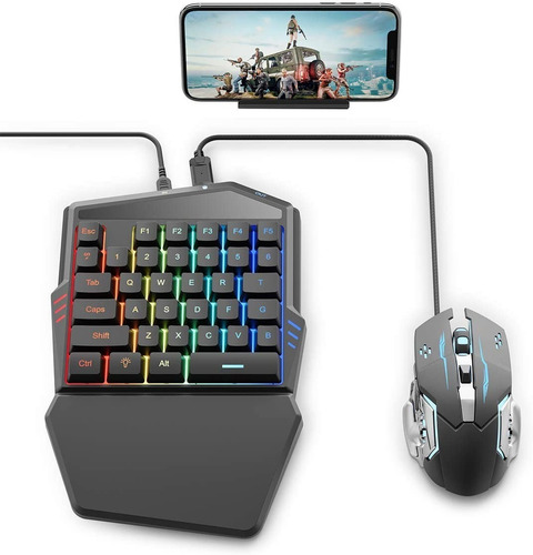 Imagen 6 de 7 de Kit Mouse Y Teclado Gamer Para Celular iPhone Ios Android