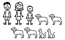 Comprar Calcos Para Autos Familia Pareja Niño 4 Perros 2 Gatos