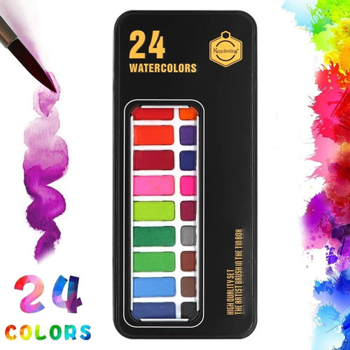 Kit De Pinturas De Acuarela 24 Colores Con Pincel De Dibujar