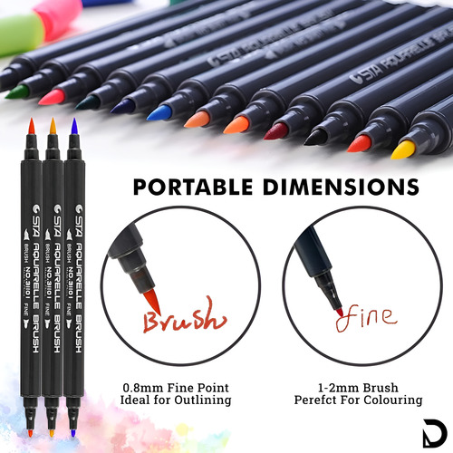 Marcadores Doble Punta Acuarelables X 12 Colores