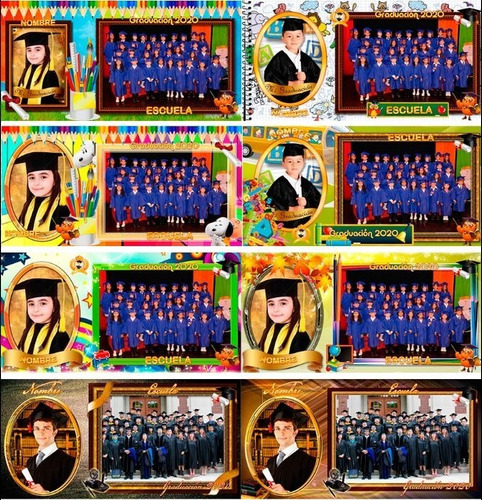 20 Plantillas Grupales Escolares 8x16 Psd Editables Vol1