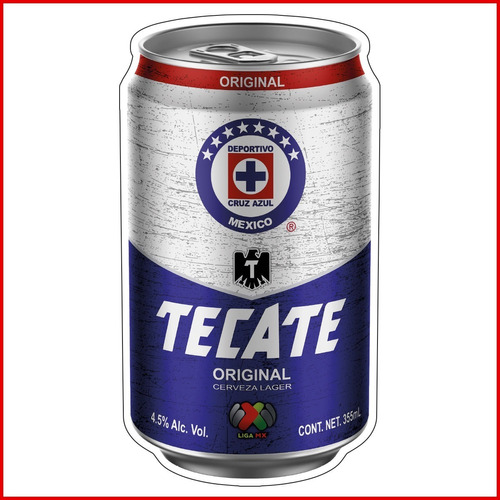 Vinil Decorativo Cerveza Tecate Cruz Azul Liga Mx - 60cm