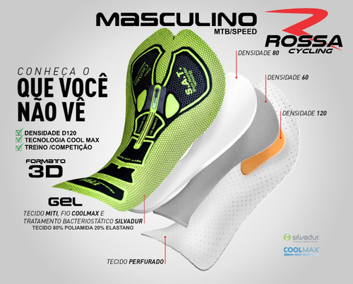 Bretelle Poliamida Flat Seamer Para Ciclismo Com Forro D120