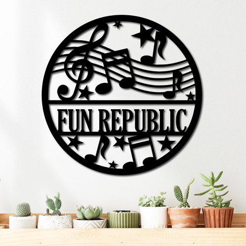 Cuadro Personalizado Nombre Música 40cm Madera Fun Republic 