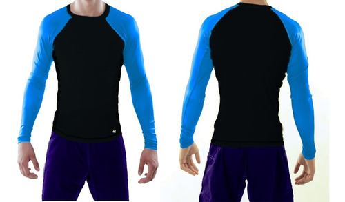 Playera Rashguard Hombre Black- Sleeves  Lycra Protec Uv 