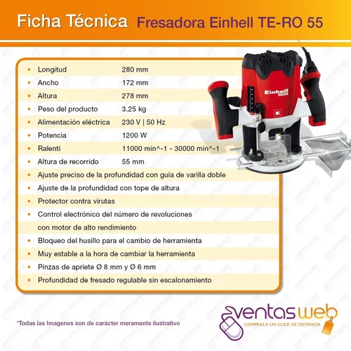 Fresadora (Router / Tupi) TE-RO 55 Kit - Einhell :: Ferreteria Cordero