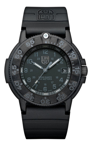 Luminox  Reloj De Cuarzo Con Esfera Negra De Caucho Para Hom