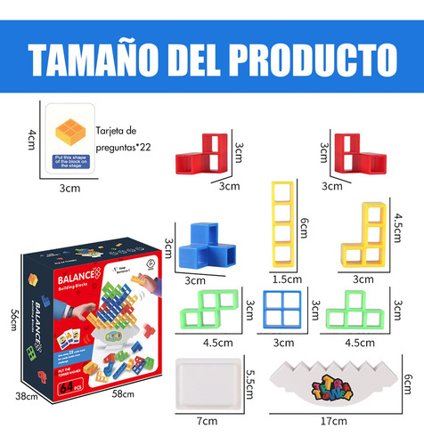 Dzh ..64pcs Torre Tetris Juego De Equilibrio Didáctico