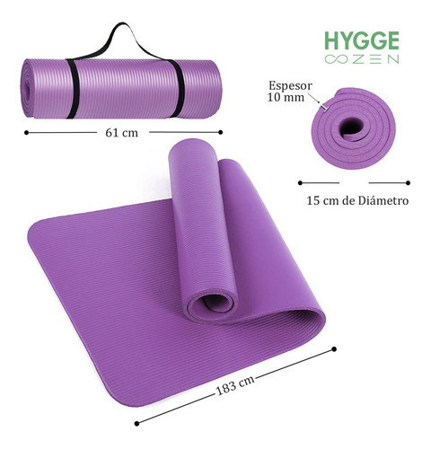 Imagen 2 de 10 de Colchoneta Mat Nbr 10mm Antideslizante Yoga Pilates Fitness