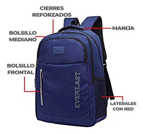 Imagen 4 de 10 de Mochila Everlast Urbana Diaria - 21276