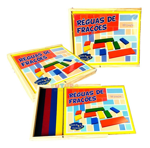 Brinquedos Educativos -réguas De Frações 55 Peças Em Madeira