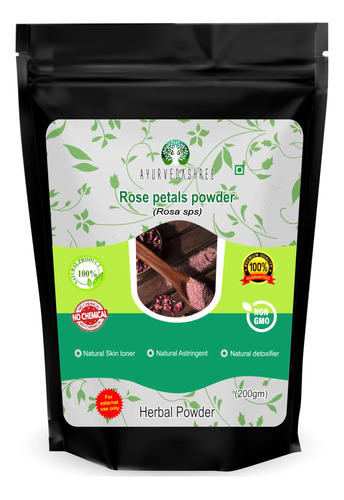 Ayurvedashree Polvo De Petalos De Rosa De 7.05 Oz | Paquetes