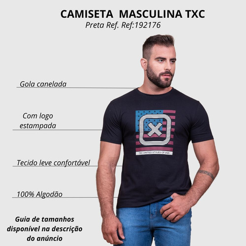 Camiseta Txc Preta Country Para Usar Com Bota Texana R192176