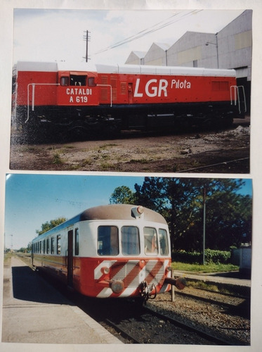 2 Fotos De Ferrocarril Locomotora Diesel Y Coche Motor 