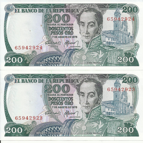 Dúo Consecutivo 200 Pesos 7 Agosto 1975