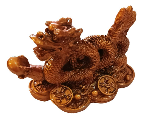 Figura De Dragón Feng Shui Con Monedas Prosperidad