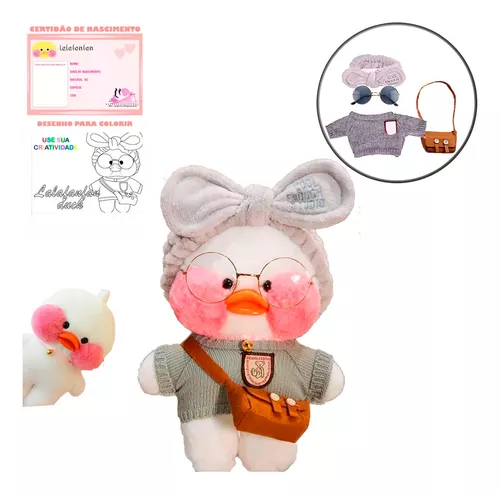 Pato De Pelúcia Com Roupa Kawaii Lalafanm Com Óculos E Roupa