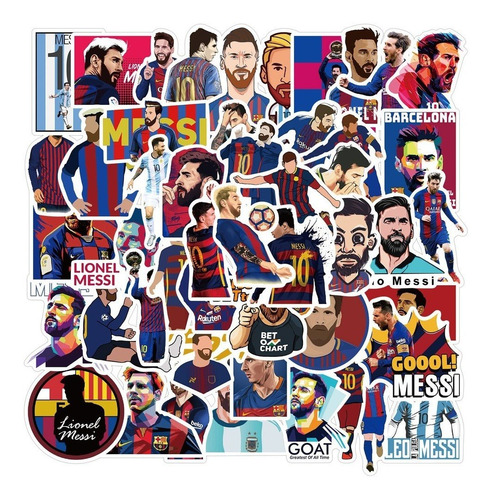 Imagen 4 de 4 de Lionel Messi - Set De 50 Stickers / Calcomanias / Pegatinas