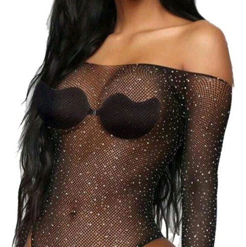 Body Sexy De Malla Con Brillantes, De Dama Importado Diamant