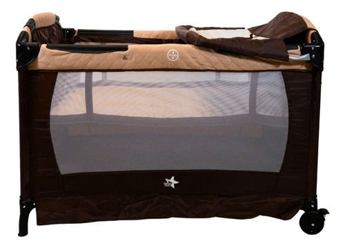Cuna Corral Para Bebé Starkids Galaxis Portátil Mecedora Color Beige Diseño De La Tela Liso